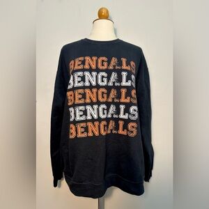 Port And Company Bengals Graphic Football Black Crewneck Sweatshirt Size 2x